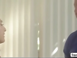 hot shemale in ass drilling gets creamy cum inside his ass