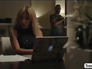 gorgeous ladyboy slides on guy's tool reverse cowgirl