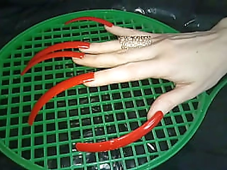 lady l extreme long red nails (video short version)