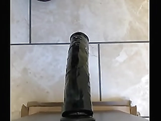 blonde shemale in latex miniskirt and her vibrating dildo