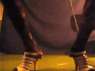 brunette shemale jacks off for the camera