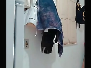 fishnet freak stephany stroking her shemale cock