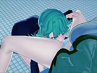 futa tatsumaki fucks tsunade in the girls locker room, one punch x naruto hentai.