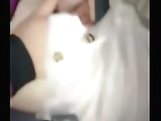 asian shemale massages her hard nipples and tugs off