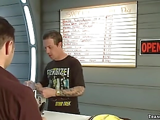 ts fucks ample titties brunette babe