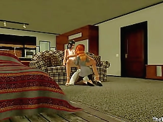 two beautiful shemales fuck ferociously in cabin