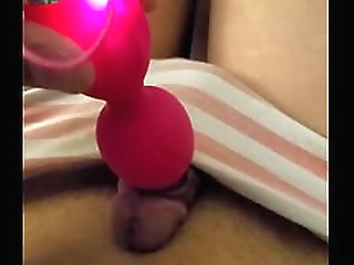 femboy playing with toy and cumming