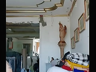 sexy blonde trans angie tapes her nipples and jerks off solo