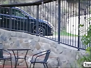 trans hottie biw gets her cock stroked and ass licked