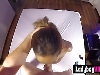 pretty faced asian ladyboy chick gets hired for a nice blowjob session