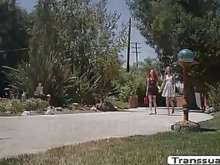 redhead ts and her bff fucked by agent