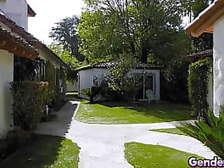 shemale with big tits and big cock cum for customer on webcam