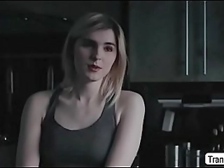 ts ella makes her dudes cock hard by footjob