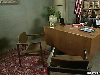 busty ts judge anal fucks offender