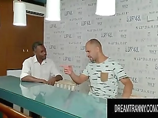 hot trans newbie maira dimov gets an interracial double anal and cums hard