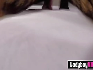 kitty the thailand ladyboy sucking machine at hard work