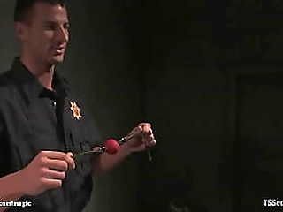 ts handcuffs and fucks security guy