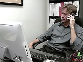 three horny guys bang one shemale