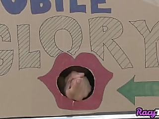 black gloryhole trans babe sucking before bareback sex