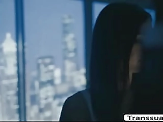 cute ts oom wanks off dick on the toilet