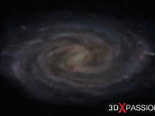 earth orbit. sci-fi sex android plays with a hot young blonde