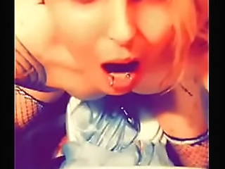 busty petite ladyboy stroking her cock