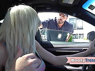 big booty trans babe frisked and bareback fucked