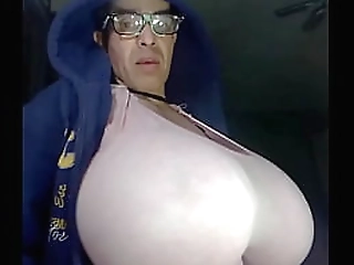 pretty asian shemale licks her own cock